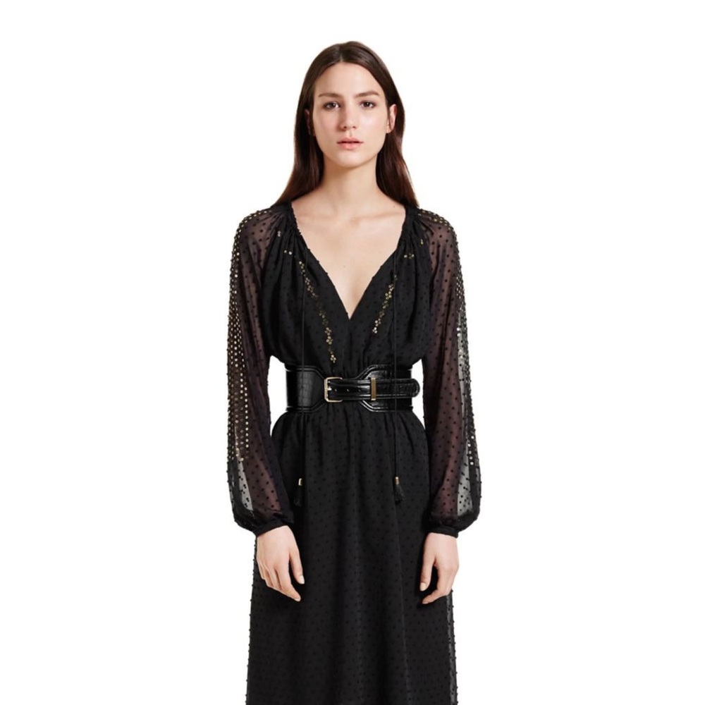 Altuzarra x Target sz XL Dress  Midi Black Sequin Boho Sheer Boho Peasant